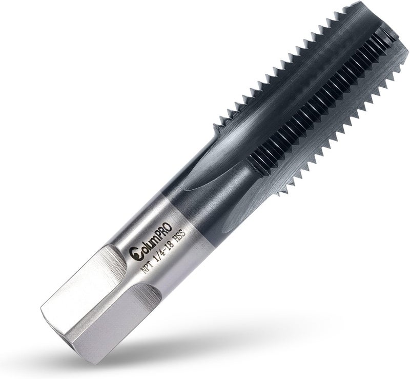 ColumPRO 1/4”-18 NPT Pipe Tap, High-Speed Steel Thread Tap with AD+ Coating, Heavy-Duty Threading Tool for Stainless Steel, Brass, PVC, Metal - Image 1